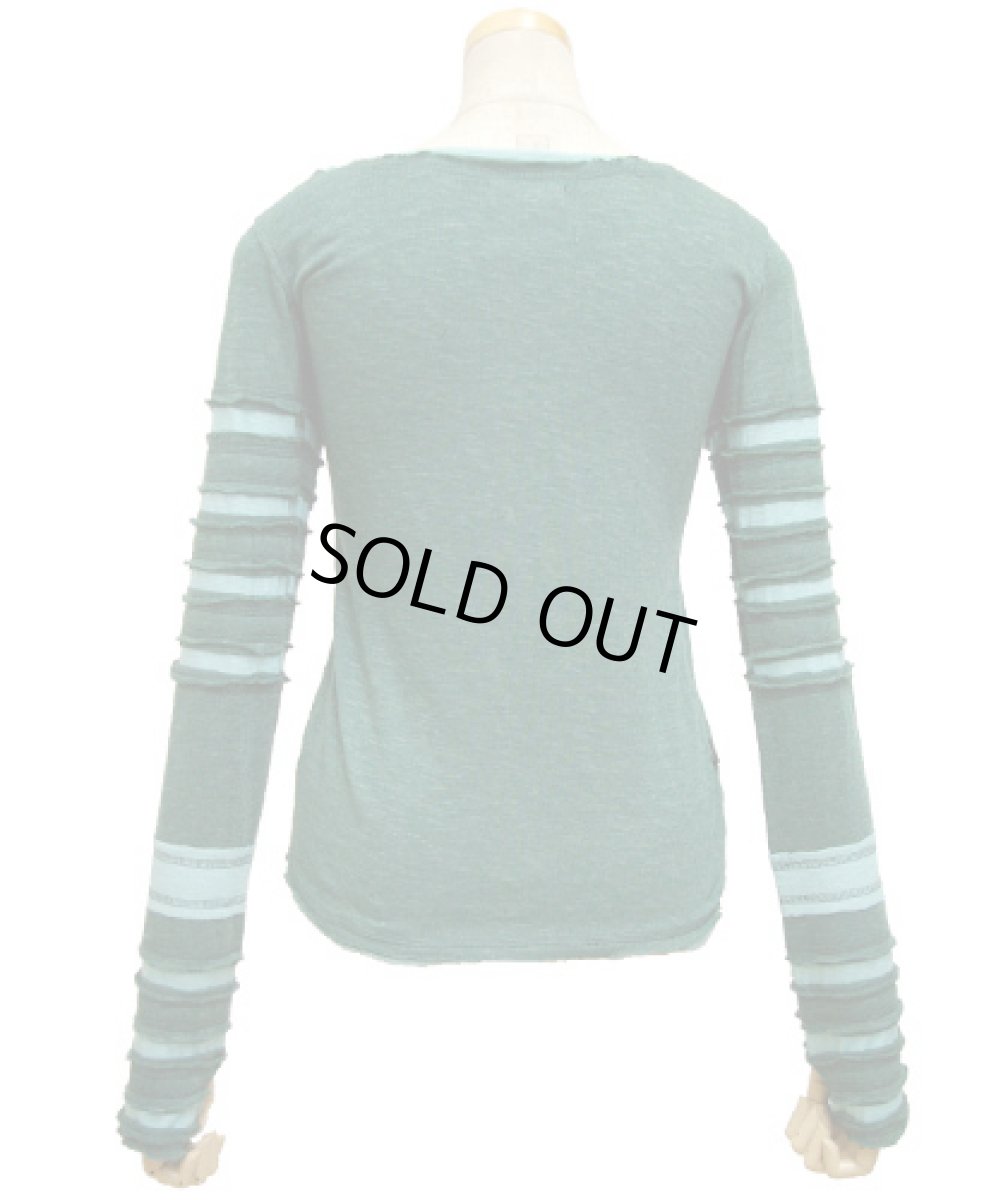 画像4: PSYLO レディース・カットソー「Lampu Slub Sweater / グリーン×スカイブルー」 (4)