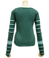 画像4: PSYLO レディース・カットソー「Lampu Slub Sweater / グリーン×スカイブルー」 (4)