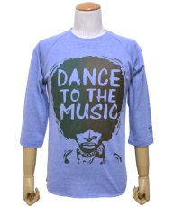 画像1: MANALIBREメンズ7分袖カットソー「Dance To The Music / ヘザーブルー」 (1)