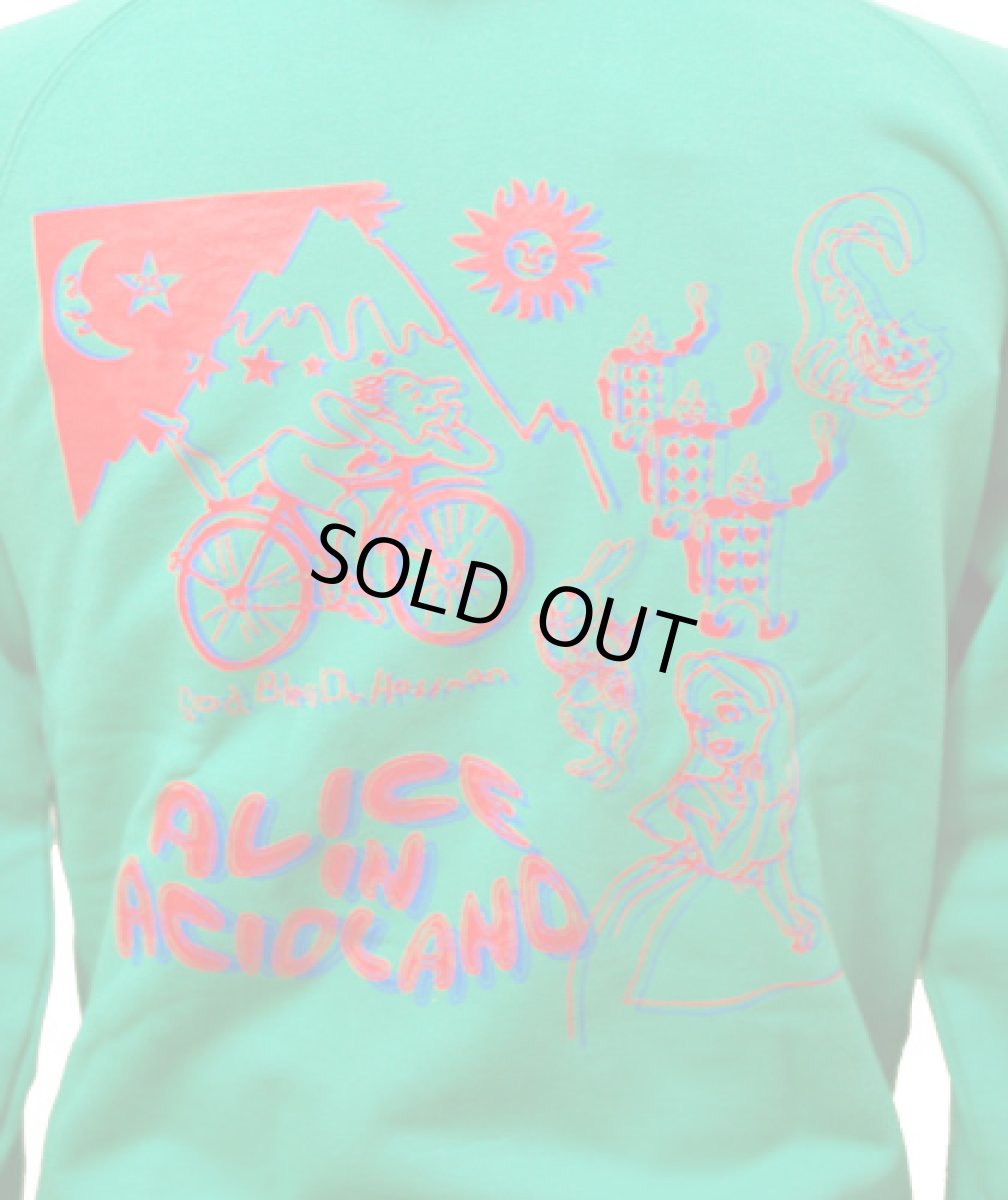 画像2: MANALIBREユニセックスパーカー「ALICE in ACIDLAND/グリーン」 (2)