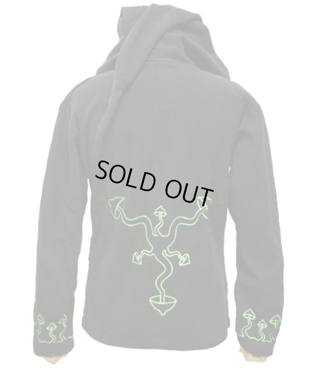 画像3: SPACE TRIBEユニセックス・フリースパーカー「UV Lime Shrooms」 (3)