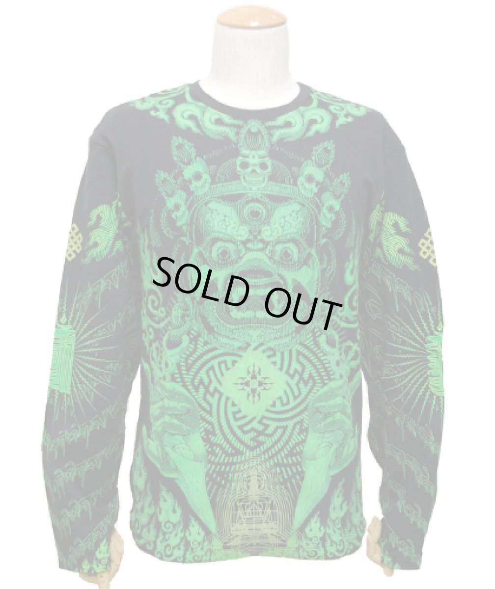 画像2: SPACE TRIBEメンズ・長袖カットソー「Lime Mahakala」 (2)