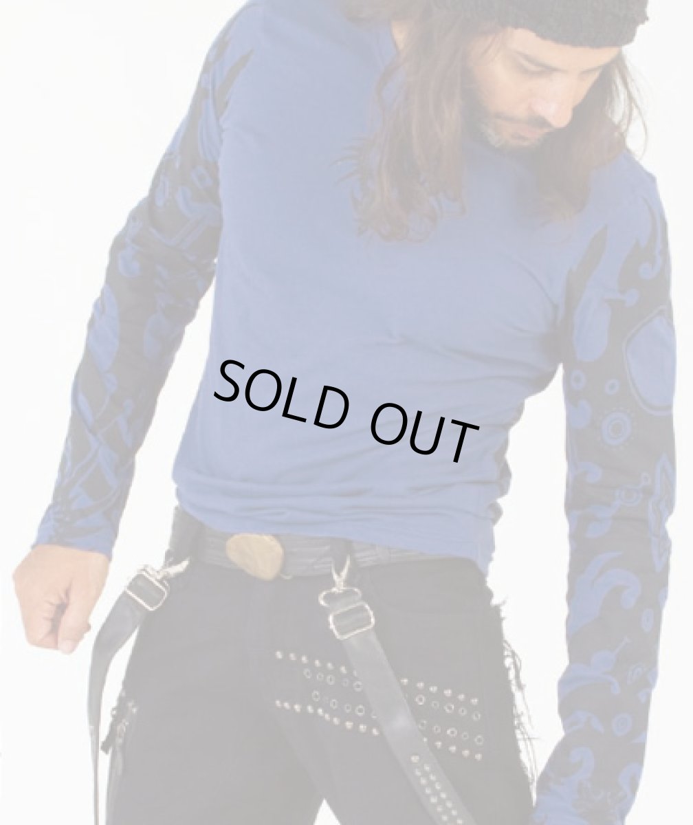 画像2: PSYLO メンズ・カットソー「Mongol Tee / ネイビー」 (2)