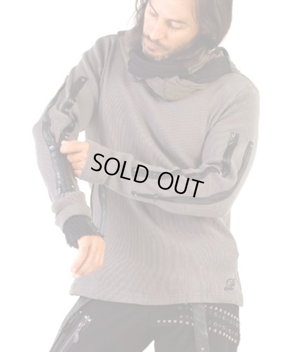 画像5: PSYLO メンズ・長袖「Zipped Waffel Sweater / ブラック」 (5)