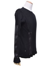 画像2: PSYLO メンズ・長袖「Zipped Waffel Sweater / ブラック」 (2)