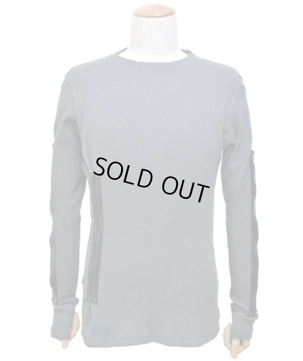 画像2: PSYLO メンズ・長袖「Zipped Waffel Sweater / グレー」 (2)