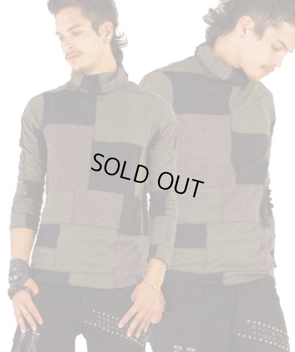 画像4: PSYLO メンズ・カットソー「Patchwork Jumper / アーミー×グリーン×グレー」 (4)