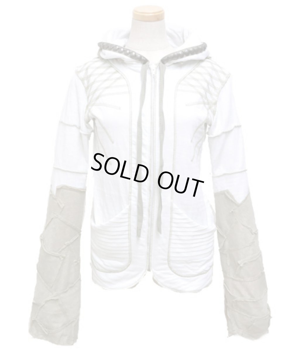 画像2: PSYLO レディース・ジャケット「Slub Decked Jacket / ホワイト×ボーン」 (2)