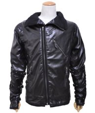 画像2: PSYLO メンズ・ジャケット「Chopper Jacket / ブラック」 (2)