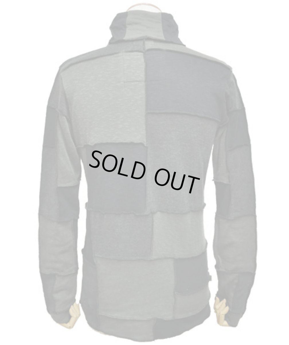 画像4: PSYLO メンズ・カットソー「Patchwork Jumper / ブラック×アーミー×チャコール」 (4)