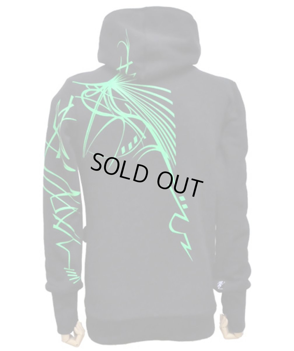 画像4: PLAZMAメンズ・パーカー「Kapuchol/ブラック×グリーン」 (4)