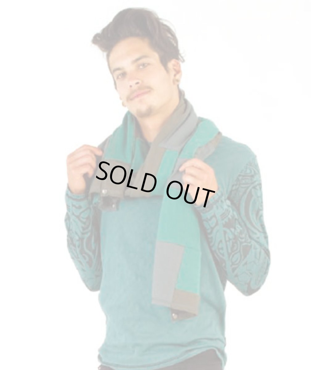 画像4: PSYLO マフラー「Patchwork Scraf / ブラック×アーミー×チャコール」 (4)