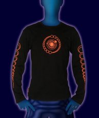 画像1: SPACE TRIBEメンズ・長袖Tシャツ「UV Orange DNA Orbit」 (1)