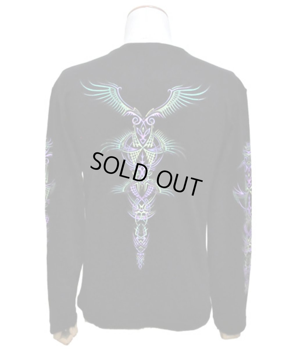 画像4: SPACE TRIBEメンズ・長袖Tシャツ「Alien Wings」 (4)