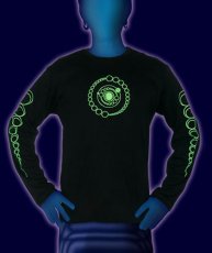 画像1: SPACE TRIBEメンズ・長袖Tシャツ「UV Lime DNA Orbit」 (1)