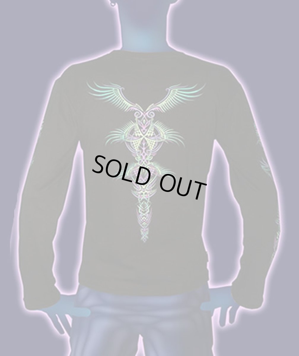 画像1: SPACE TRIBEメンズ・長袖Tシャツ「Alien Wings」 (1)