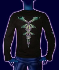 画像1: SPACE TRIBEメンズ・長袖Tシャツ「Alien Wings」 (1)