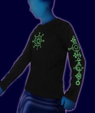 画像1: SPACE TRIBEメンズ・長袖Tシャツ「UV Lime Alien Glyph」 (1)