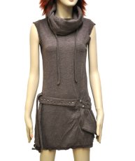 画像3: PSYLO レディース・ノースリーブ・ワンピース「Soba Sleeveless / モカブラウン」 (3)