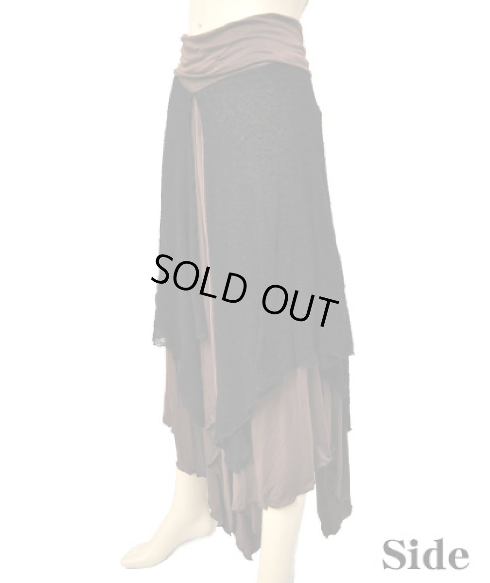 画像3: PSYLO スカート「Le Skirt Rmx / モカブラウン×ブラック」 (3)