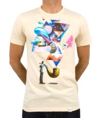 画像1: IMAGINARY FOUNDATIONメンズ半袖Tシャツ「Triangulation / ベージュ」 (1)