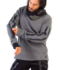 画像1: PSYLO メンズ・長袖「Zipped Waffel Sweater / グレー」 (1)