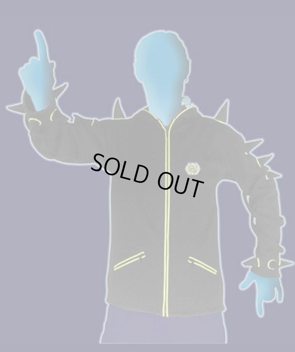 画像2: SPACE TRIBEユニセックス・パーカー「Spikey Hood / ブラック&イエロー」 (2)