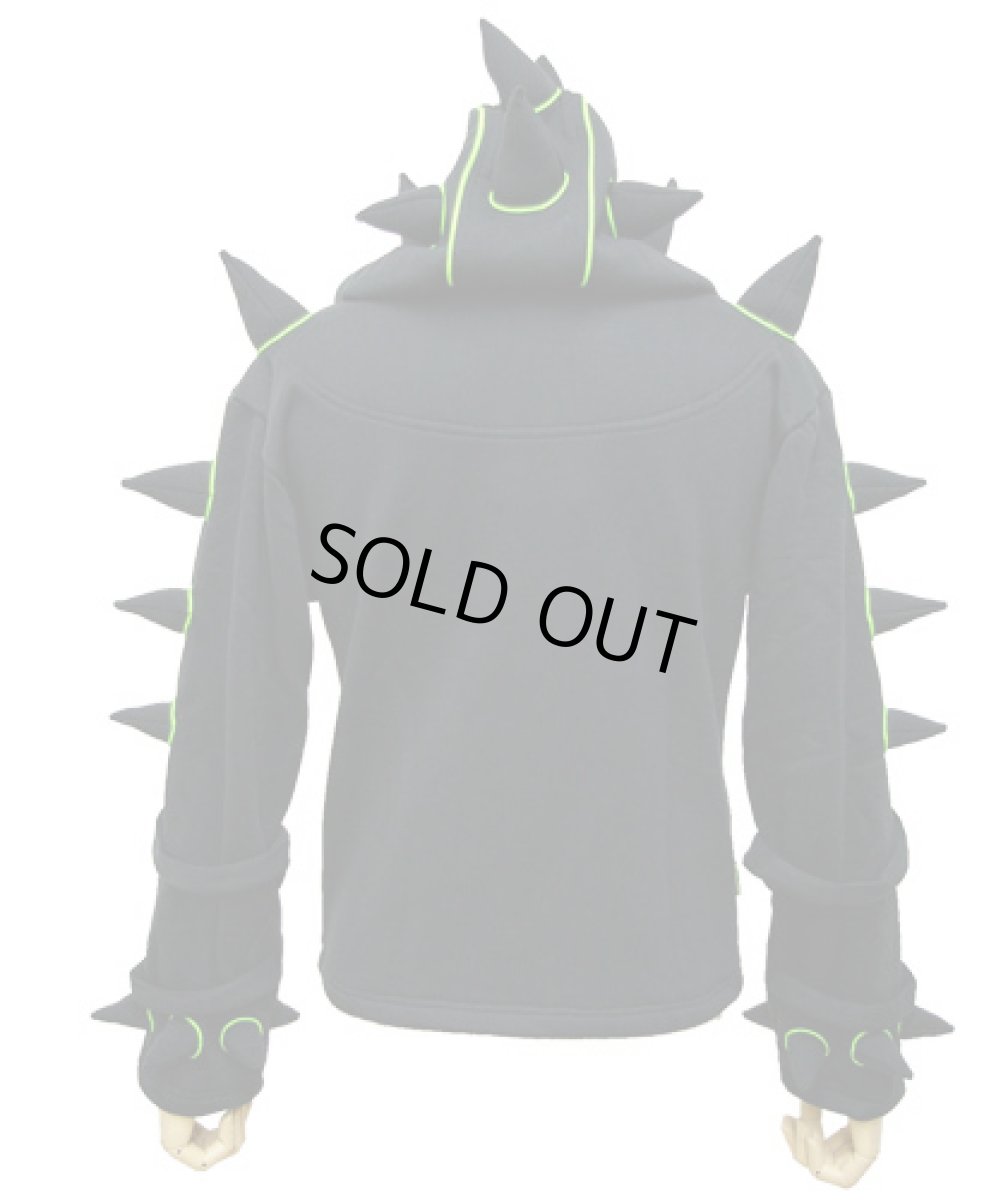 画像5: SPACE TRIBEユニセックス・パーカー「Spikey Hood / ブラック＆ライム」 (5)