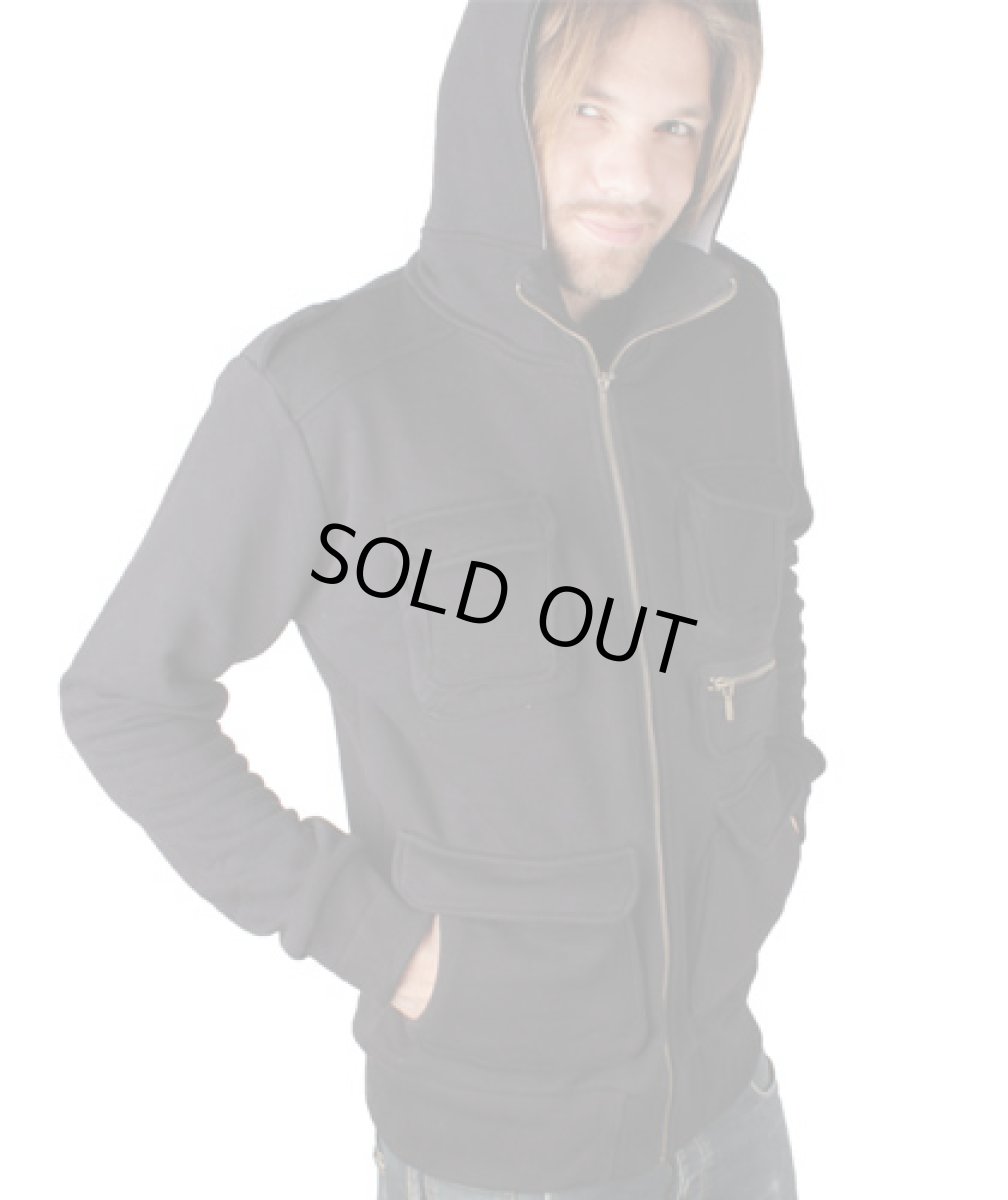 画像2: PLAZMAメンズ・パーカー「War Jacket/ブラック」 (2)