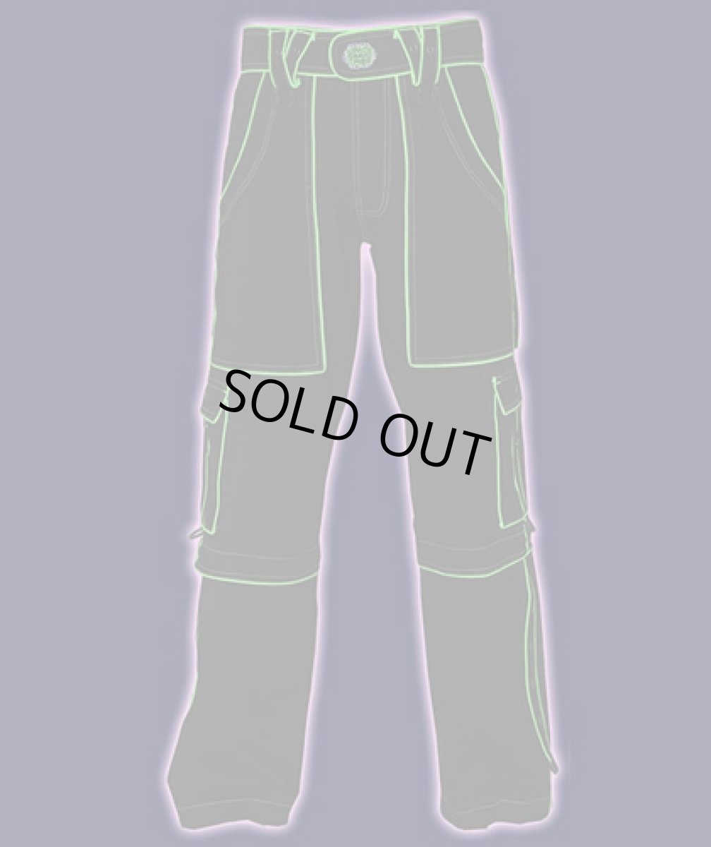 画像2: SPACE TRIBE ユニセックス・2WAYパンツ「Rip Zips / ブラック & UV ライム」 (2)