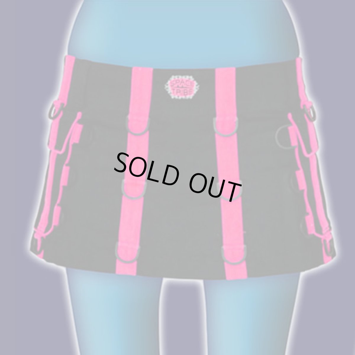 画像2: SPACE TRIBE ミニスカート「D-RING / ブラック & UV ピンク」 (2)
