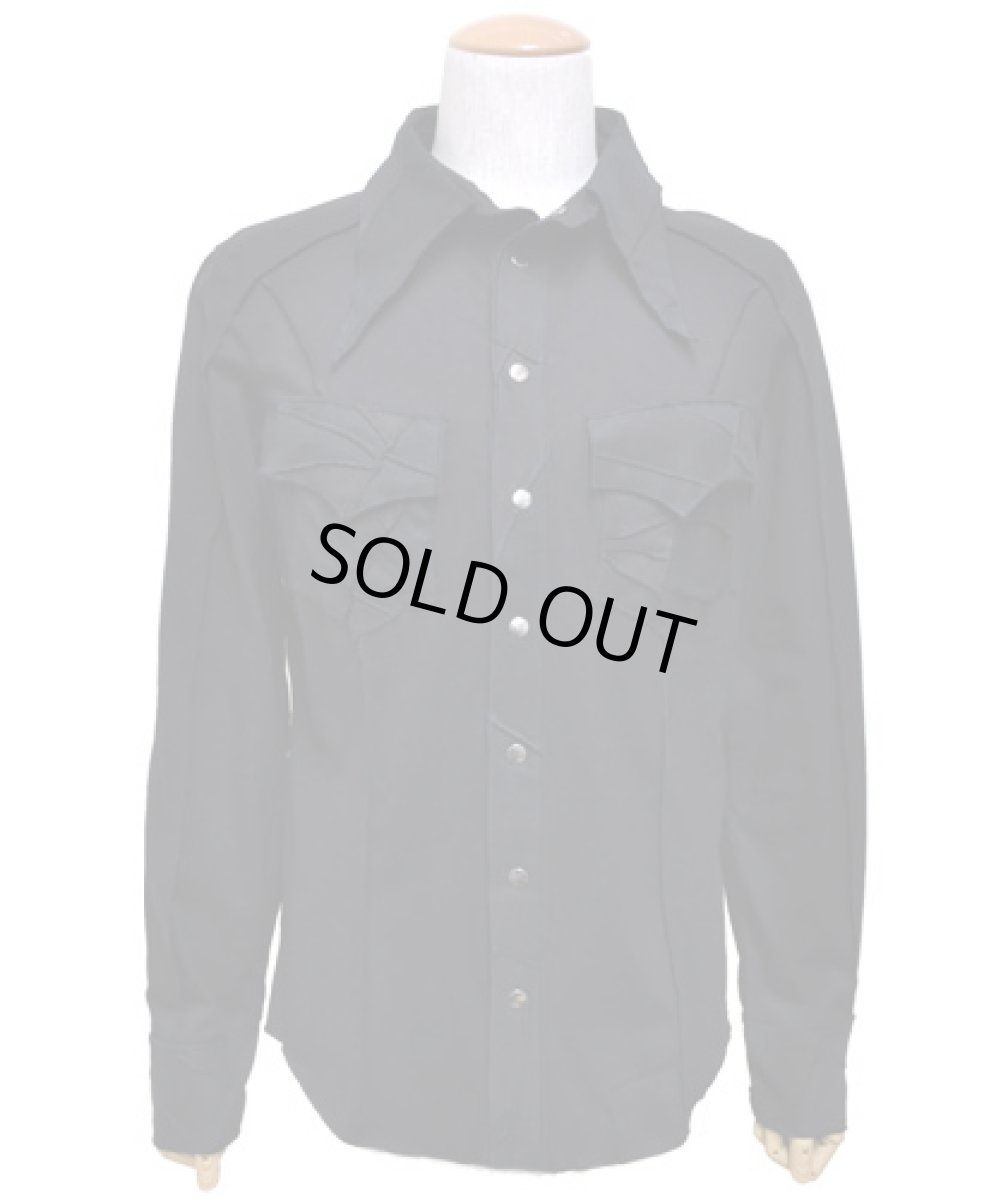 画像2: BONE メンズ・パッチワークシャツ / ブラック (2)