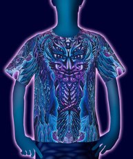 画像1: SPACE TRIBEメンズ・Tシャツ「Violet Barong Totem」 (1)