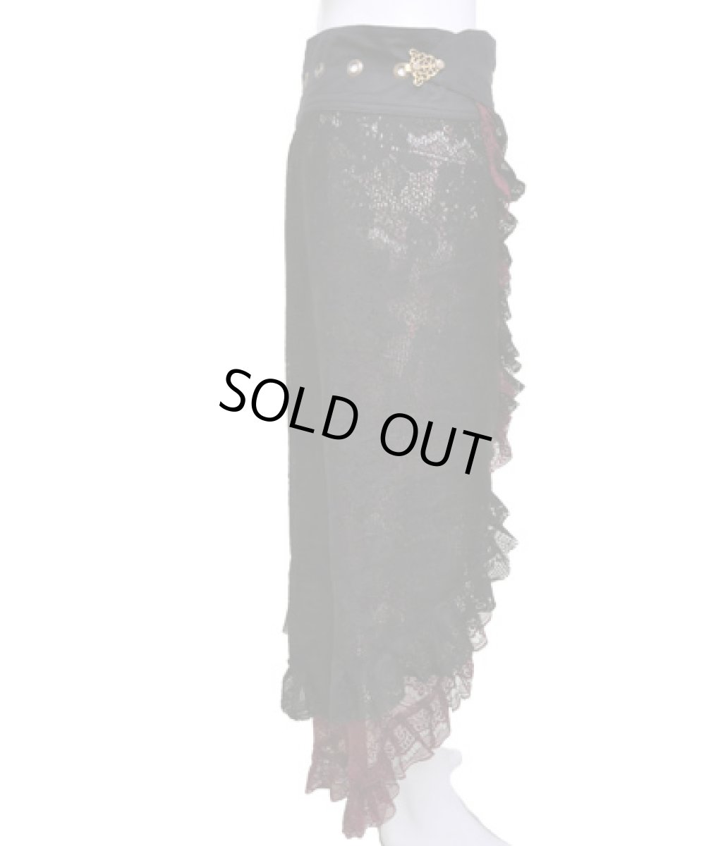 画像2: NAYA レディース・ロングスカート / ブラック×ワインレッド (2)