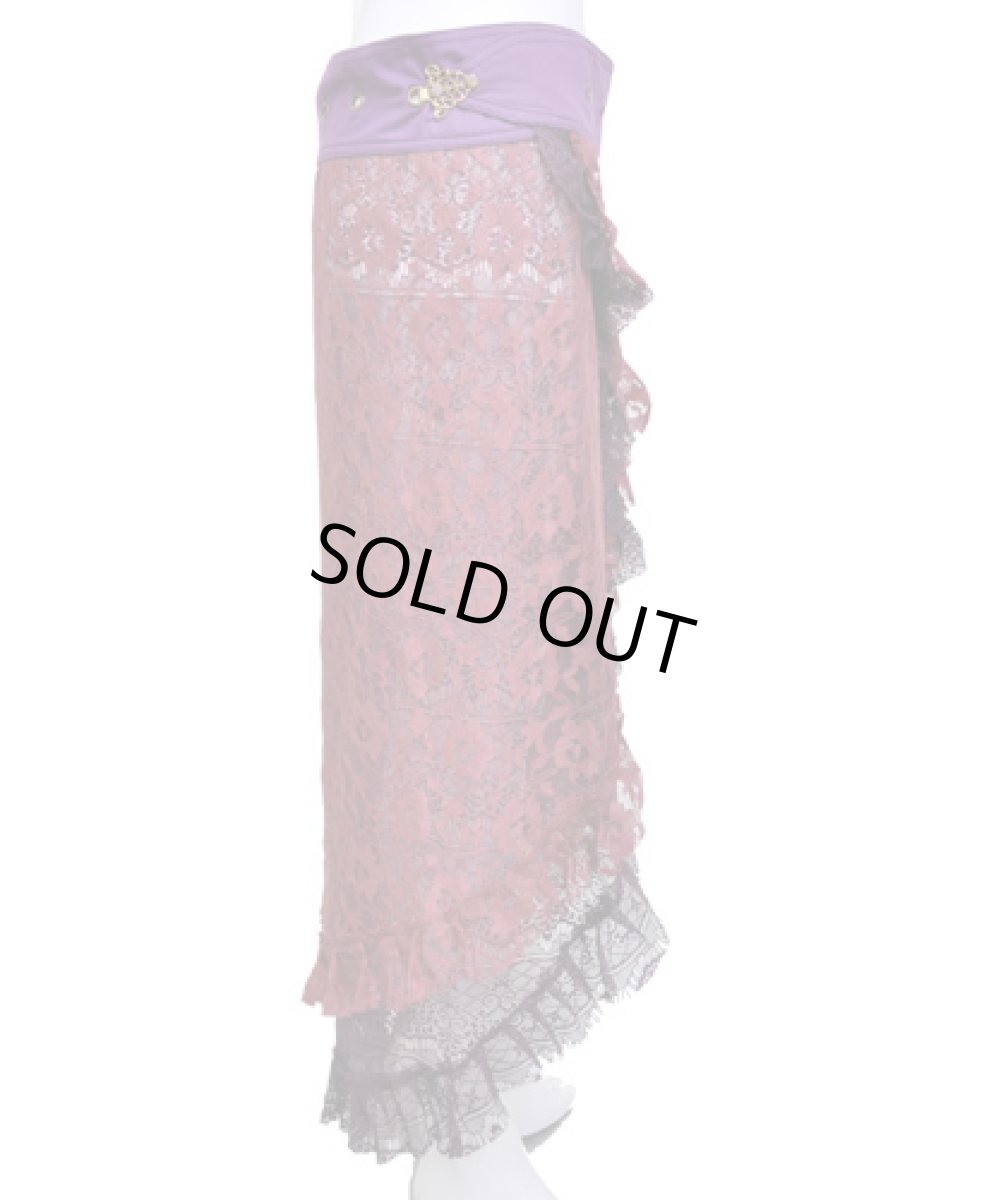 画像2: NAYA レディース・ロングスカート / パープル×レッド (2)