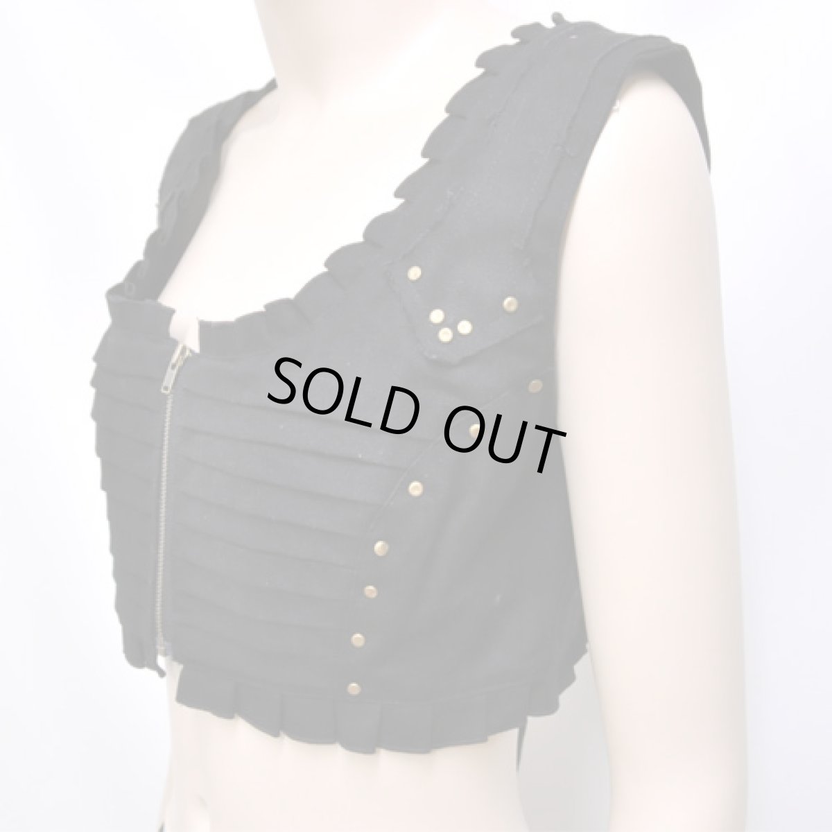 画像4: KAYO - Anime Clothing ベスト「Pleated Vest / ブラック」 (4)