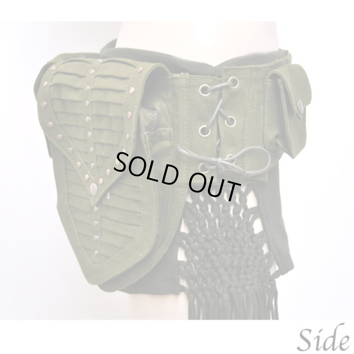 画像2: KAYO - Anime Clothing  ウエストバッグ「Double Pocket Belt / オリーブ」 (2)