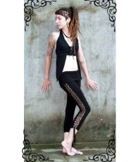 画像2: KAYO - Anime Clothing  レギンス「Shimmy Macrame Legging / ブラック」 (2)