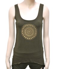 画像1: KAYO - Anime Clothing ノースリーブ「Aztec Sun Tank / オリーブ」 (1)