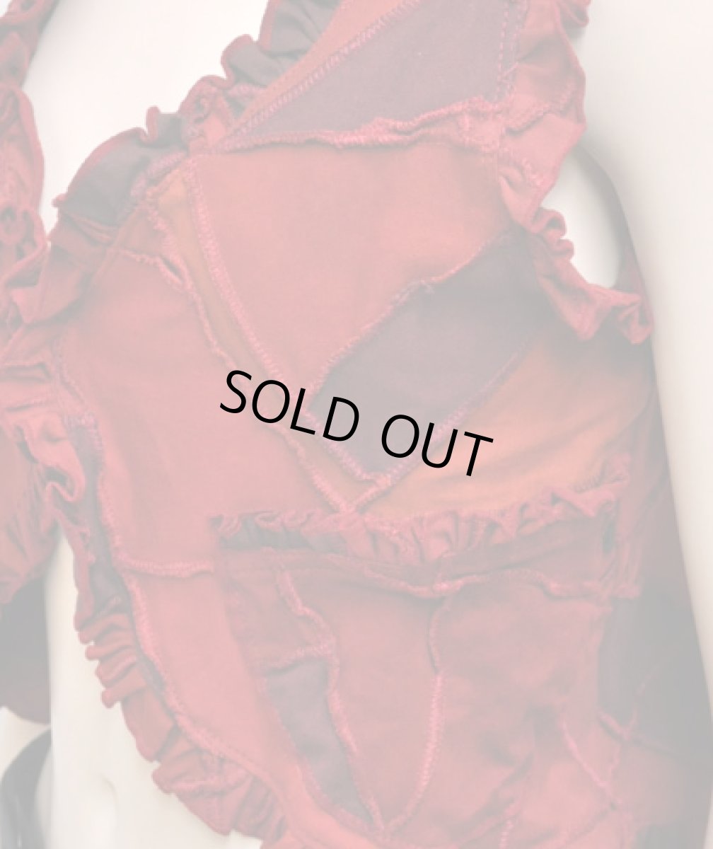 画像4: BONE レディース・パッチワークベスト・ショート / レッド (4)