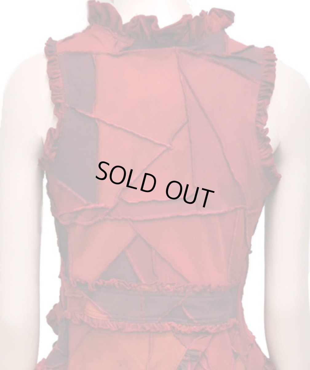 画像5: BONE レディース・パッチワークベスト・ロング / レッド (5)