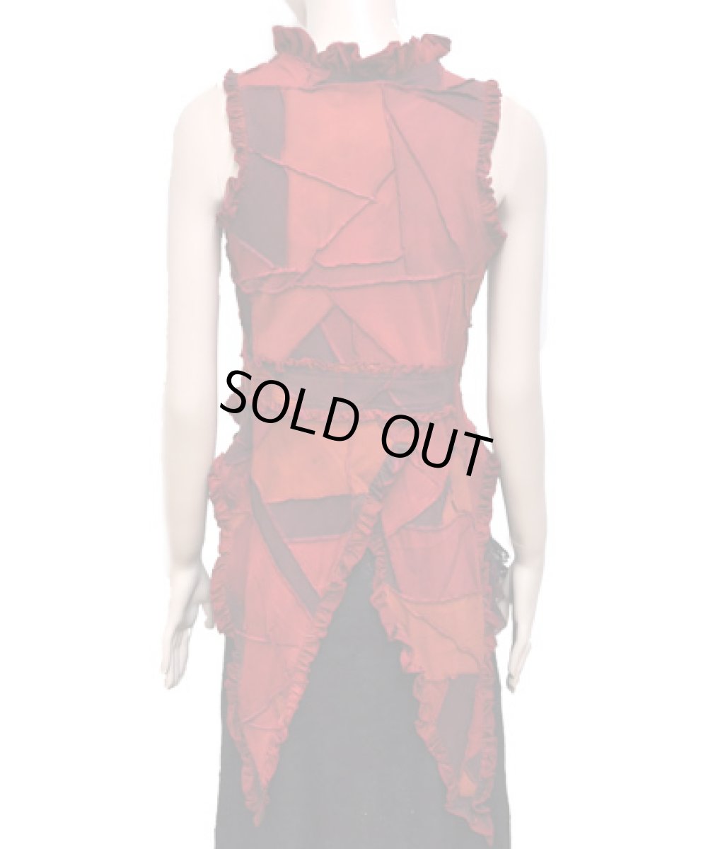 画像3: BONE レディース・パッチワークベスト・ロング / レッド (3)