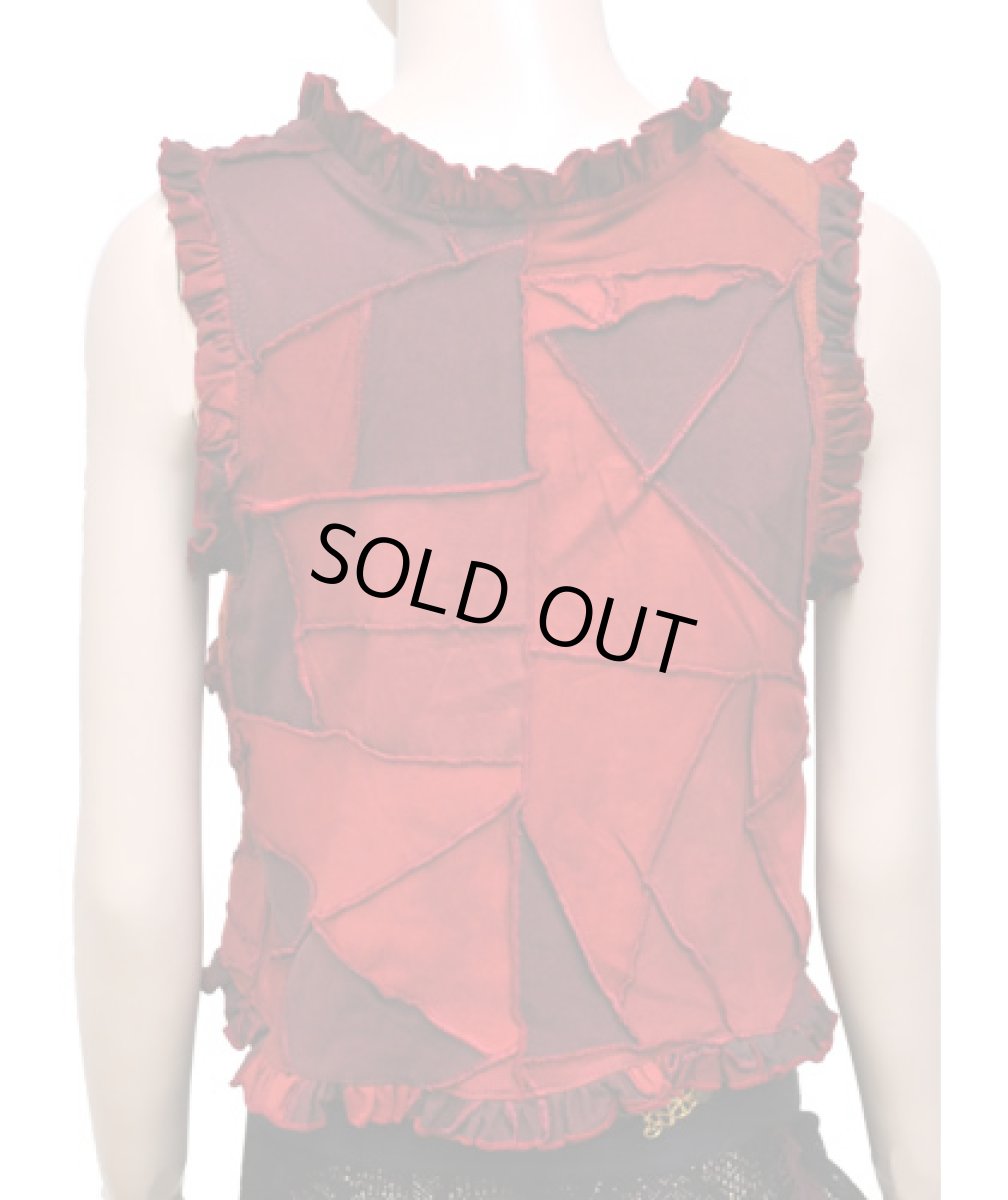 画像3: BONE レディース・パッチワークベスト・ショート / レッド (3)