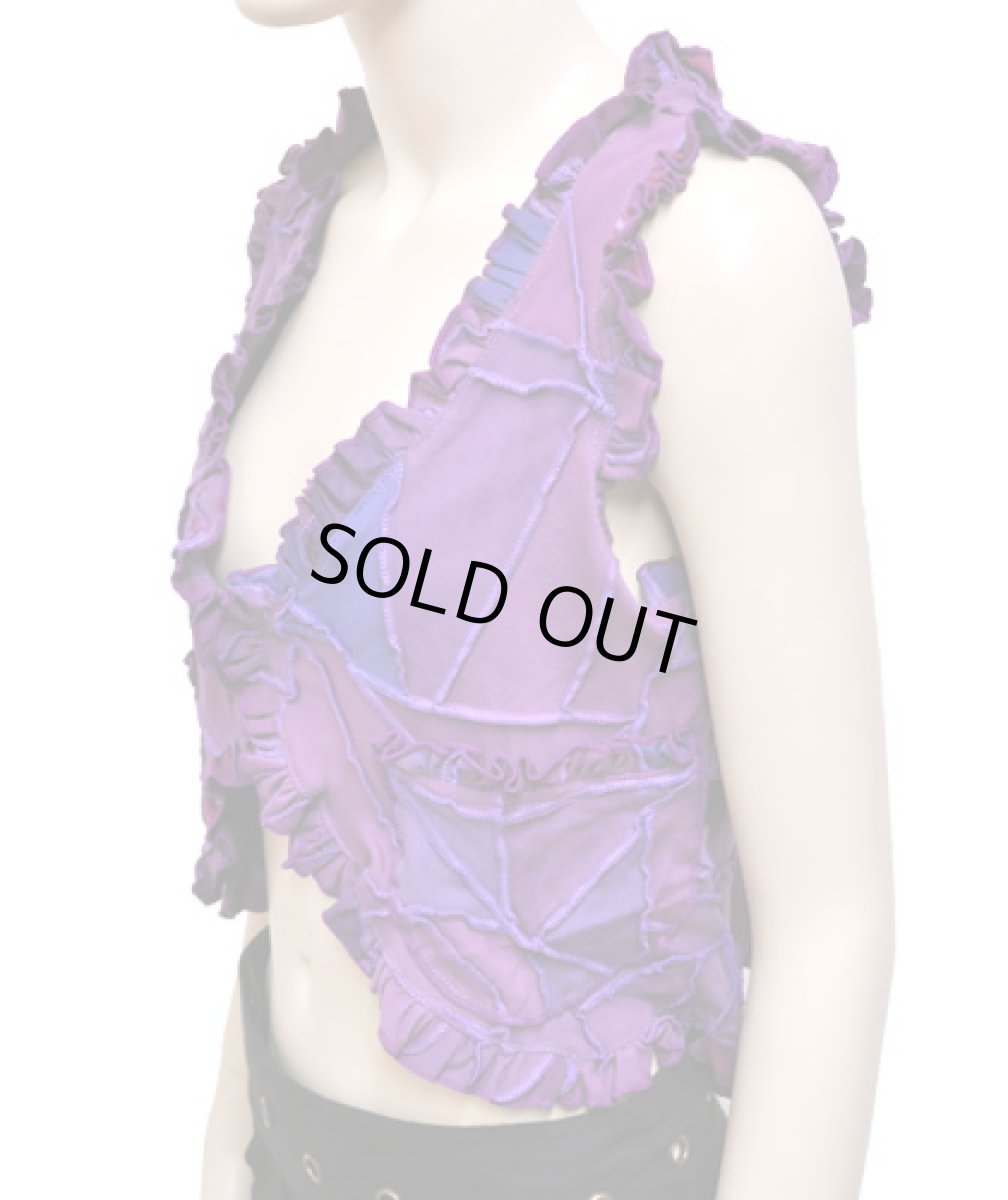 画像2: BONE レディース・パッチワークベスト・ショート / パープル (2)