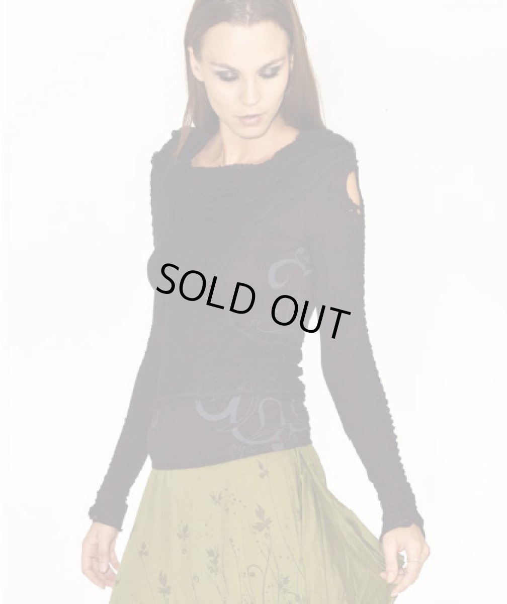 画像2: PSYLO レディース・カットソー「Long Neck Top / ブラック×ブラック」 (2)