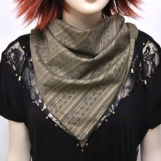 画像1: KAYO - Anime Clothing  バンダナスカーフ「Eclipse Print Bandana / オリーブ」 (1)