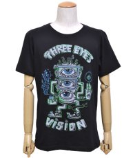 画像1: PLAZMA メンズTシャツ「Three Eyes Vision / ブラック」 (1)