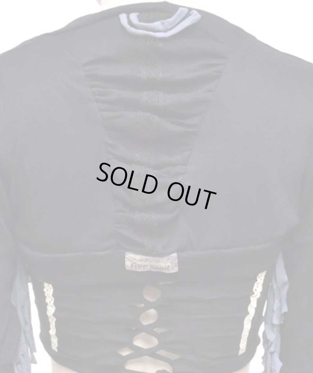 画像4: FREE SPIRIT レディース・ロングスリーブ・ボレロ「BAMBOO / ブラック×グレー」 (4)