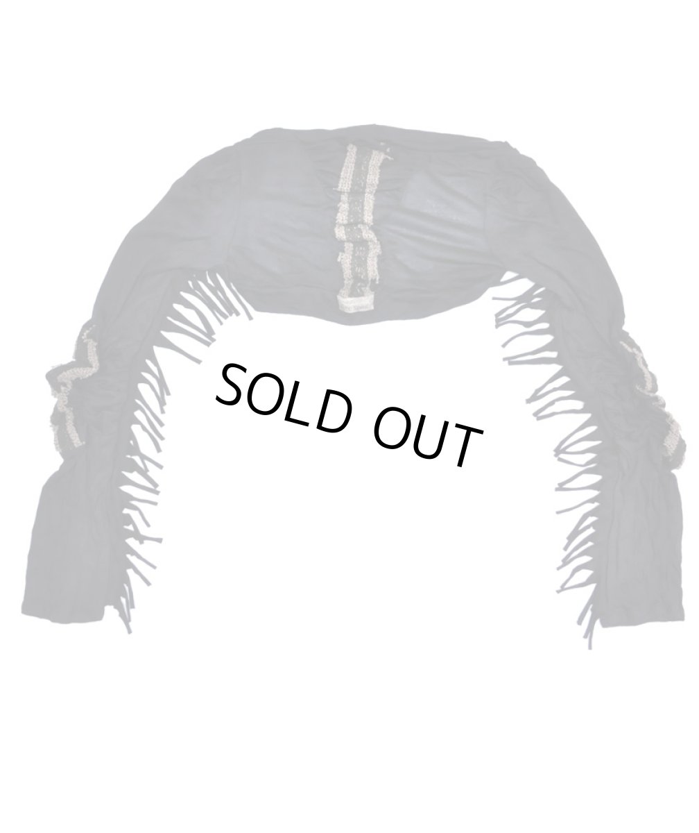 画像2: FREE SPIRIT レディース・ロングスリーブ・ボレロ「BAMBOO / ブラック×カーキ」 (2)