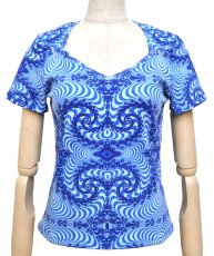 画像1: SPACE TRIBEレディース・Tシャツ「Blue Fractal」 (1)